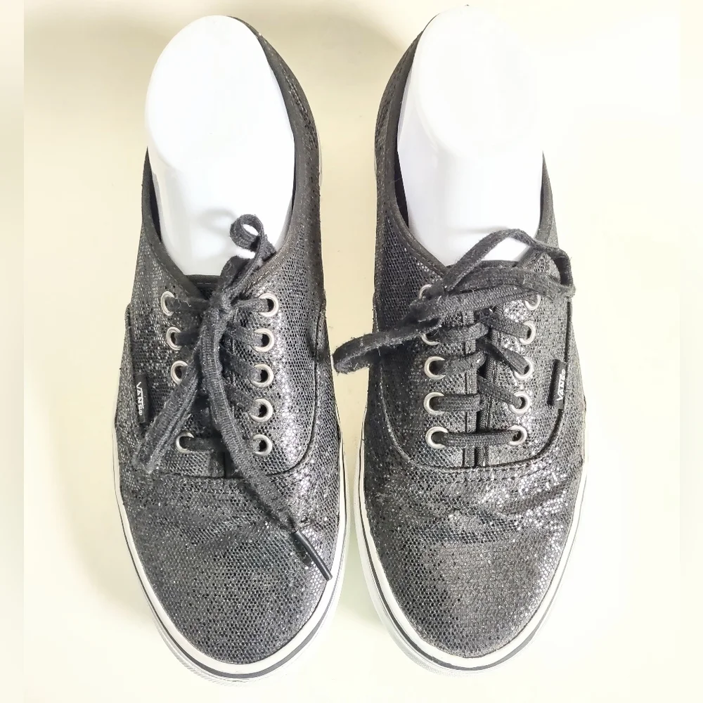 Vans Off The Wall‎ Mens Sz 10 / Women Size 11.5 Black Sequins Skate Shoes (TB4R)